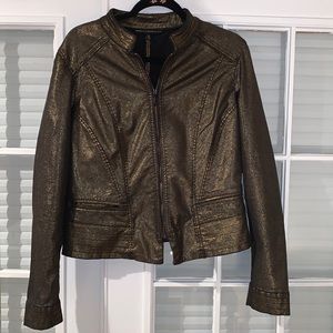 White House Black Market Shiny Jacket, size 14, Blackish Gold